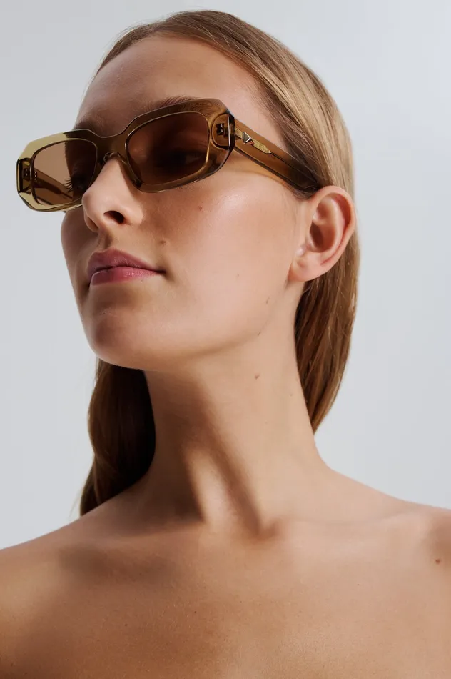 Scanlan Theodore Eyewear Women ST BOLD RECTANGLE SUNGLASSES SAHARA