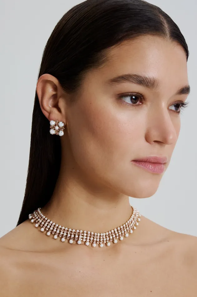 Scanlan Theodore Jewelry Women OPAL STRASS STUDS CHALK