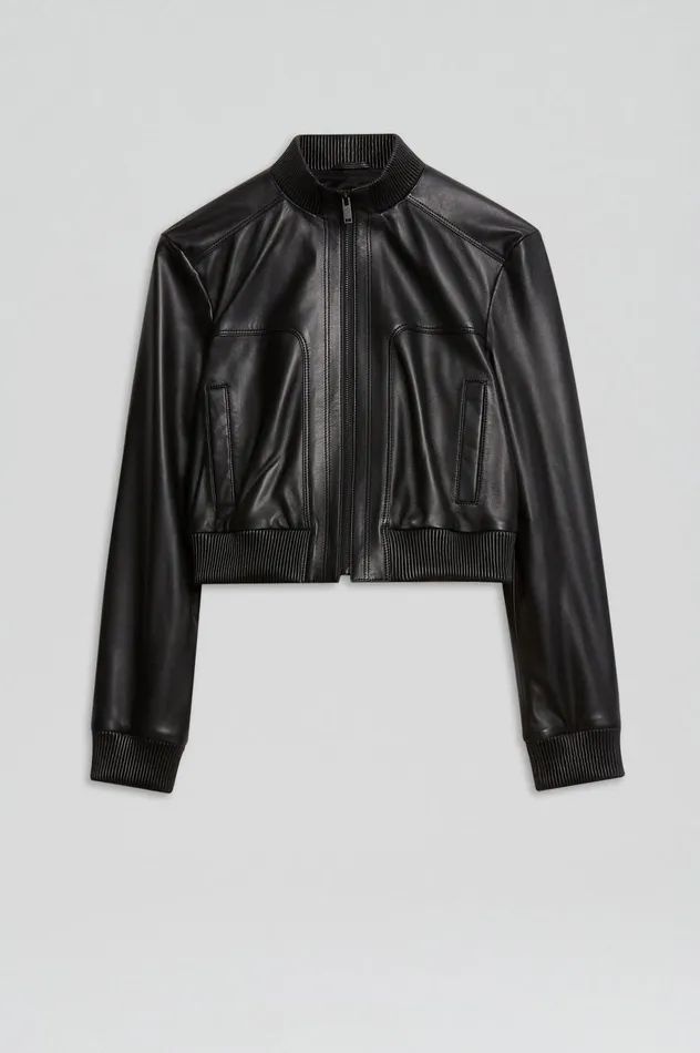 Scanlan Theodore LEATHER BOMBER BLACK Women Jackets Scanlan Theodore LEATHER BOMBER BLACK Women Jackets
