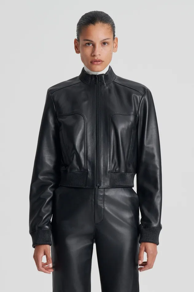 Scanlan Theodore LEATHER BOMBER BLACK Women Jackets Scanlan Theodore LEATHER BOMBER BLACK Women Jackets