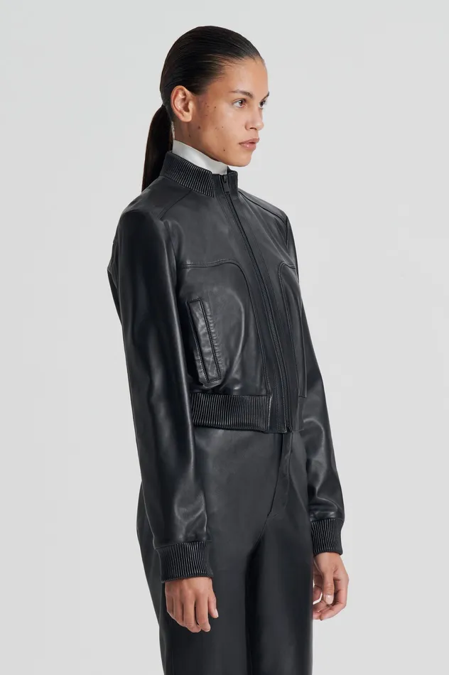 Scanlan Theodore LEATHER BOMBER BLACK Women Jackets Scanlan Theodore LEATHER BOMBER BLACK Women Jackets