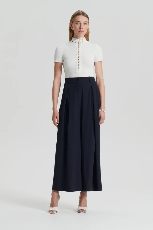 Scanlan Theodore Trousers Women SILK CROP TROUSER NAVY