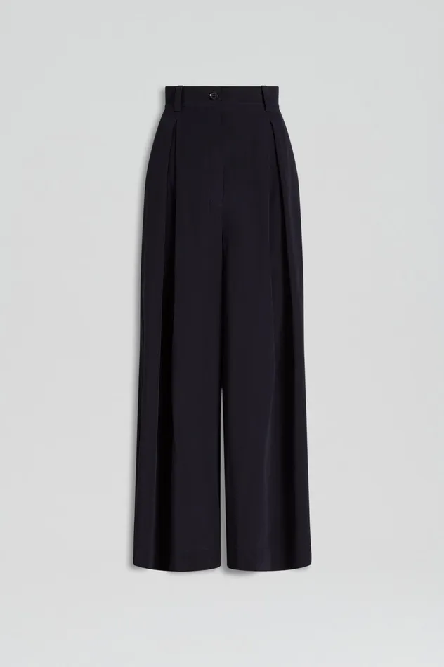 Scanlan Theodore Trousers Women SILK CROP TROUSER NAVY Scanlan Theodore Trousers Women SILK CROP TROUSER NAVY