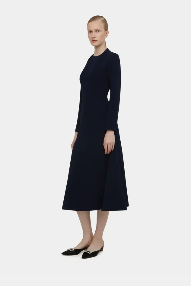 Seneca Dress In Midnight Double Crepe Dresses Emilia Wickstead Women
