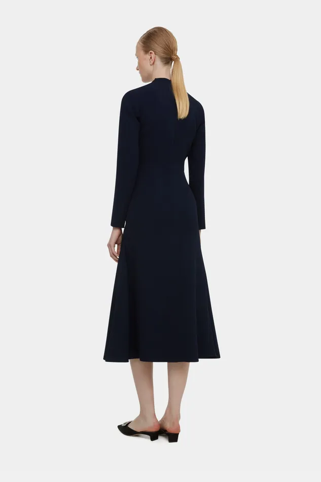 Seneca Dress In Midnight Double Crepe Dresses Emilia Wickstead Women