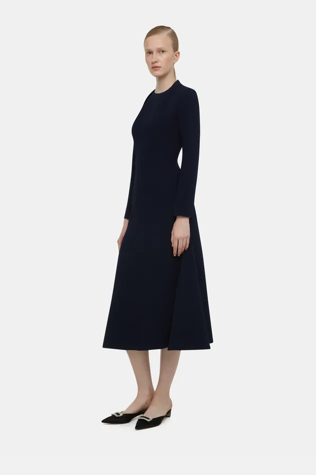 Seneca Dress In Midnight Double Crepe Dresses Emilia Wickstead Women