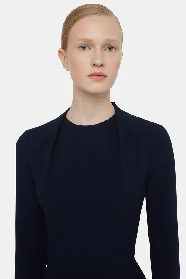 Seneca Dress In Midnight Double Crepe Dresses Emilia Wickstead Women