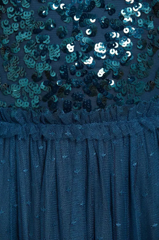 Sequin Wreath Bodice OffShoulder Ankle Gown Blue Women Needle and Thread Dresses
