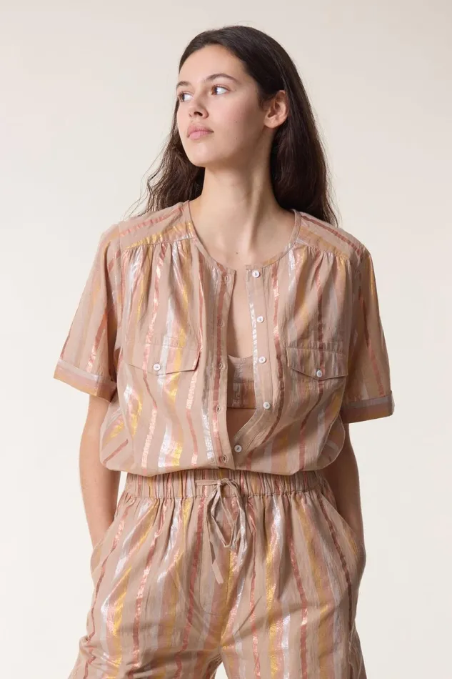 Shirts and Blouses Women Leon and Harper Blouse Clotild Shiny Powder