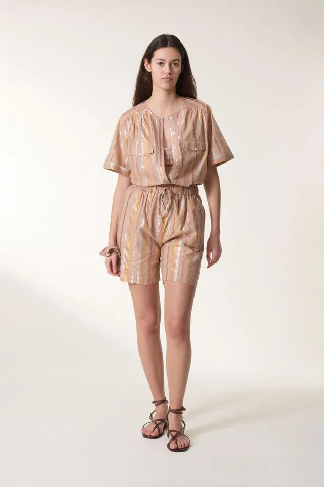 Shirts and Blouses Women Leon and Harper Blouse Clotild Shiny Powder