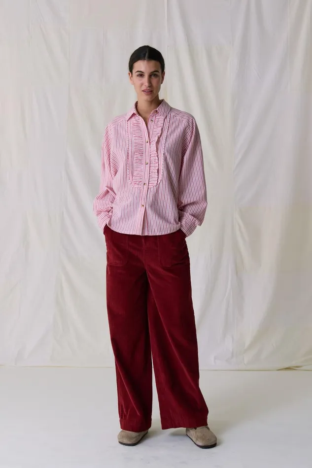 Shirts and Blouses Women Leon and Harper Choral Stripe Shirt Red