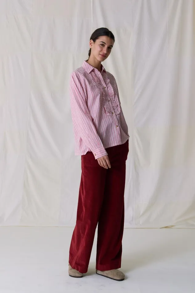 Shirts and Blouses Women Leon and Harper Choral Stripe Shirt Red