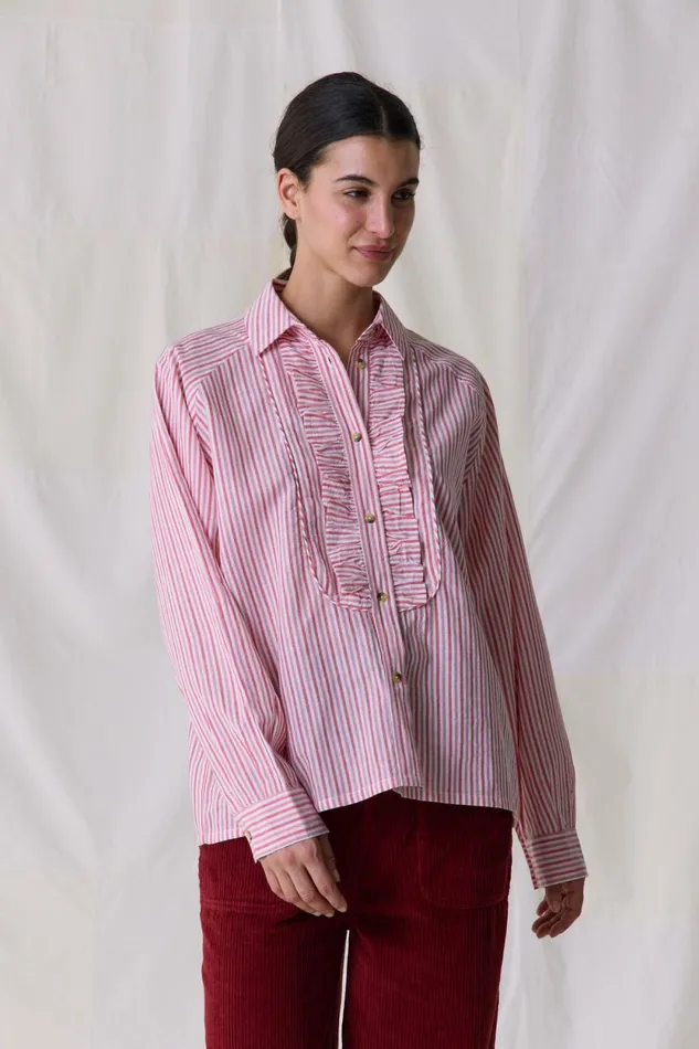 Shirts and Blouses Women Leon and Harper Choral Stripe Shirt Red