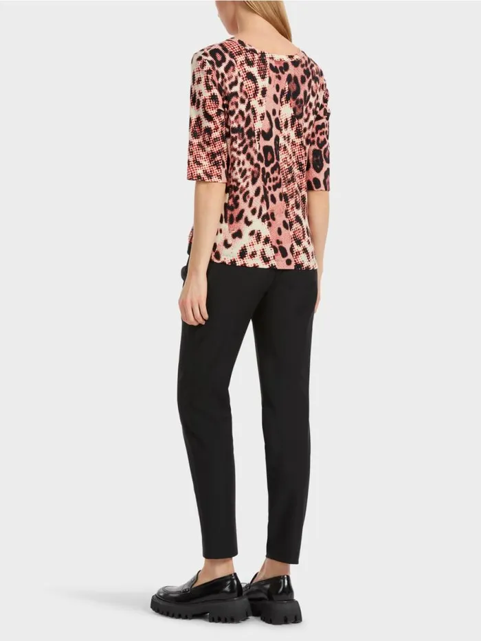 Shirts and Tops Damen Marc Cain BaumwollrippShirt Mit LeoPrint Campari