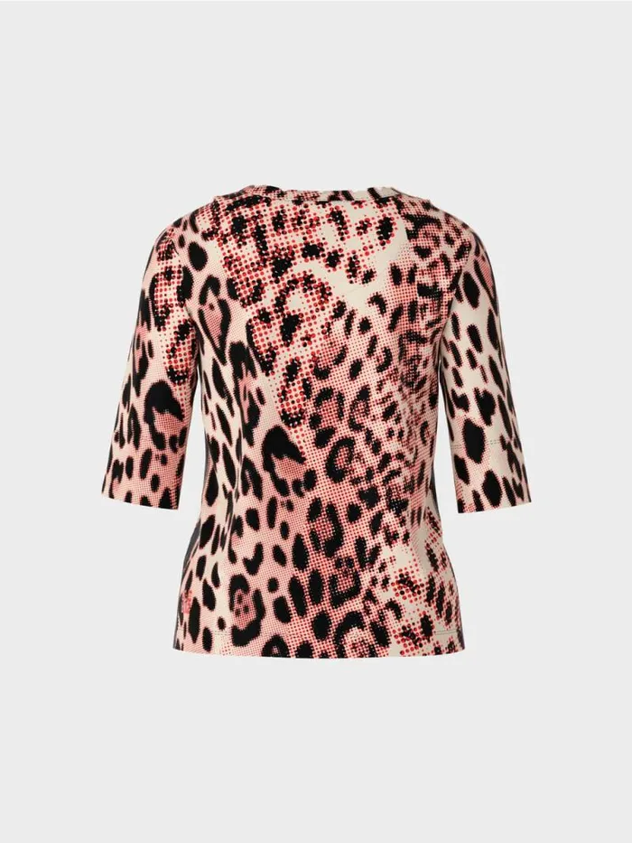 Shirts and Tops Damen Marc Cain BaumwollrippShirt Mit LeoPrint Campari