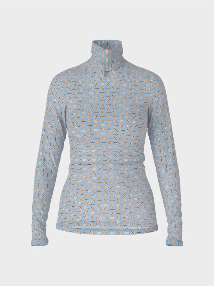 Shirts and Tops Damen Marc Cain Figurnahes Rollkragen TShirt Dark Summer Sky