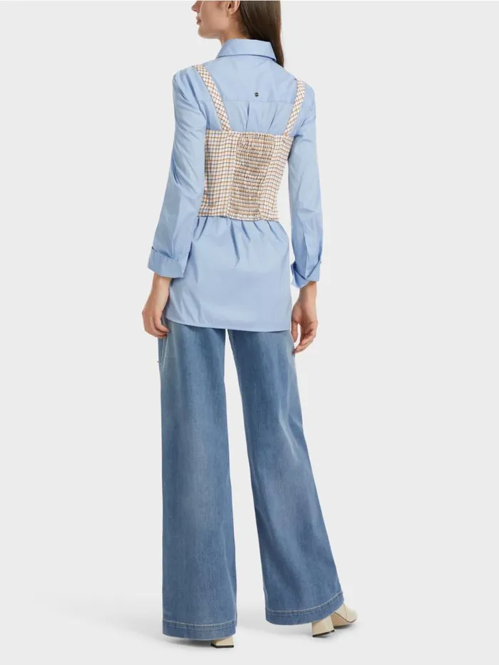 Shirts and Tops Damen Marc Cain Kariertes Bustier Dark Summer Sky