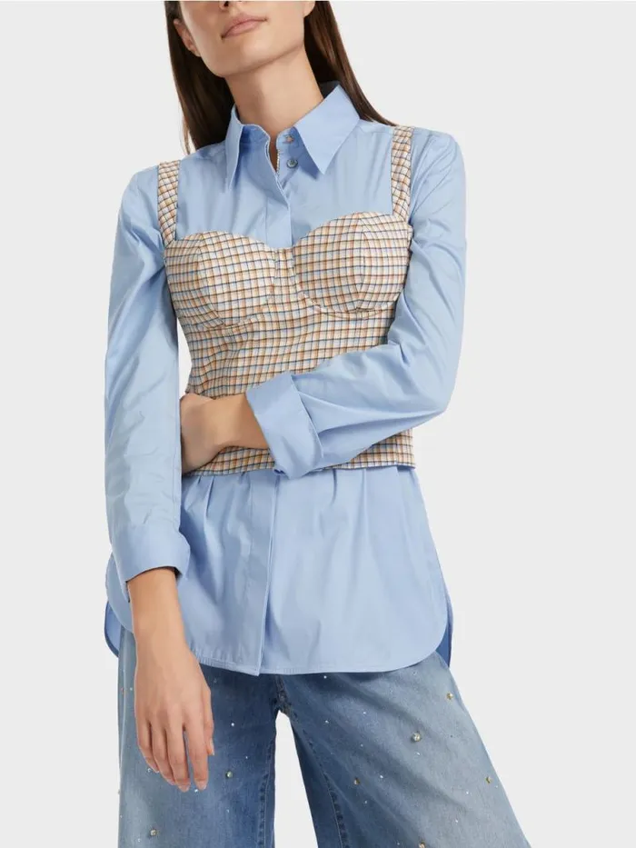 Shirts and Tops Damen Marc Cain Kariertes Bustier Dark Summer Sky