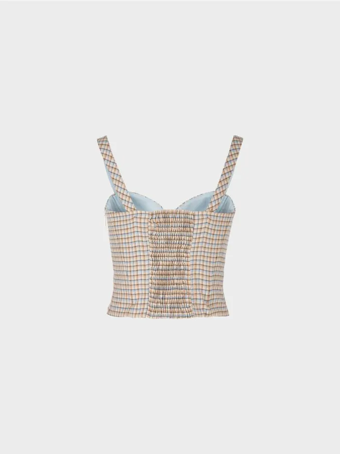 Shirts and Tops Damen Marc Cain Kariertes Bustier Dark Summer Sky