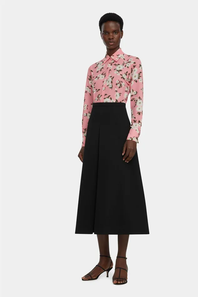 Shirts and Tops Emilia Wickstead Women Ravanne Top In Pink Dahlia Floral Print Crepe Georgette