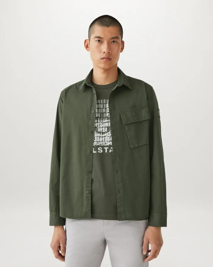 Shirts Men Belstaff Scale Shirt Tile Green Shirts Men Belstaff Scale Shirt Tile Green