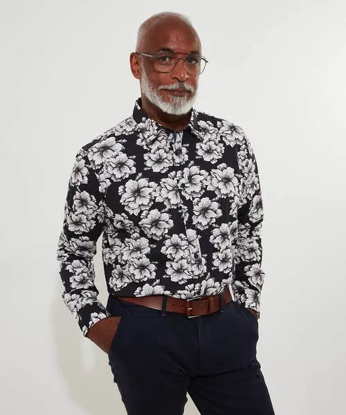 Shirts Monochrome Floral Shirt White 8211 Joebrowns Apparel