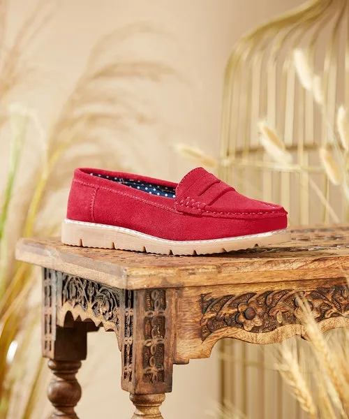 Shoes Sandals and Boots Apparel Palma Harbour Suede Loafers Red Joebrowns