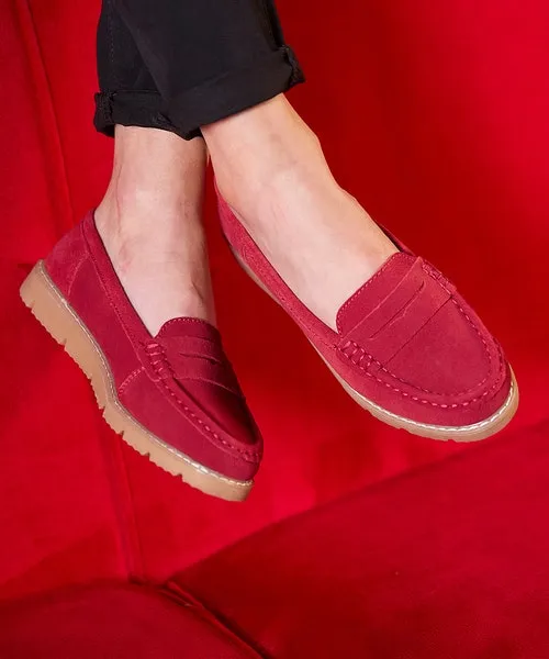 Shoes Sandals and Boots Apparel Palma Harbour Suede Loafers Red Joebrowns