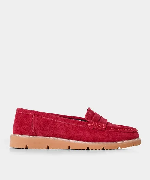 Shoes Sandals and Boots Apparel Palma Harbour Suede Loafers Red Joebrowns