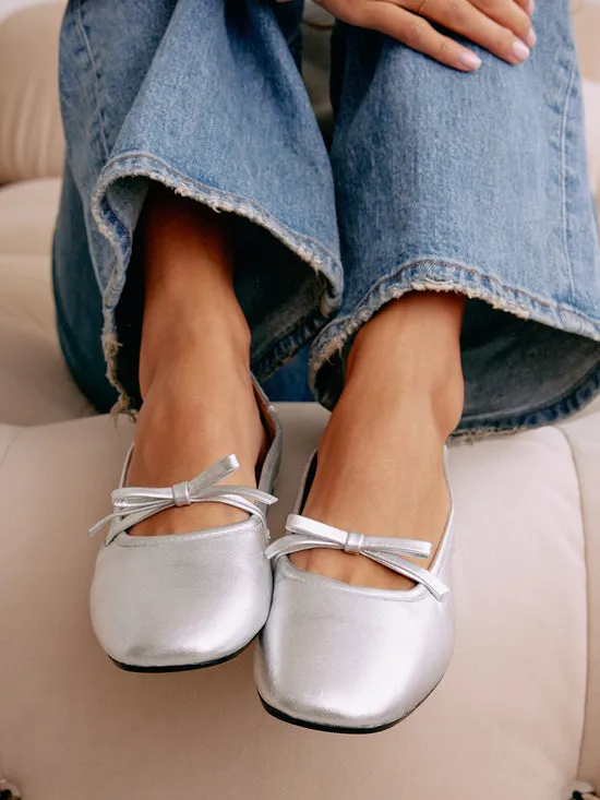 Shoes Women Missy Ballet Flat Silver Lisa Says Gah
