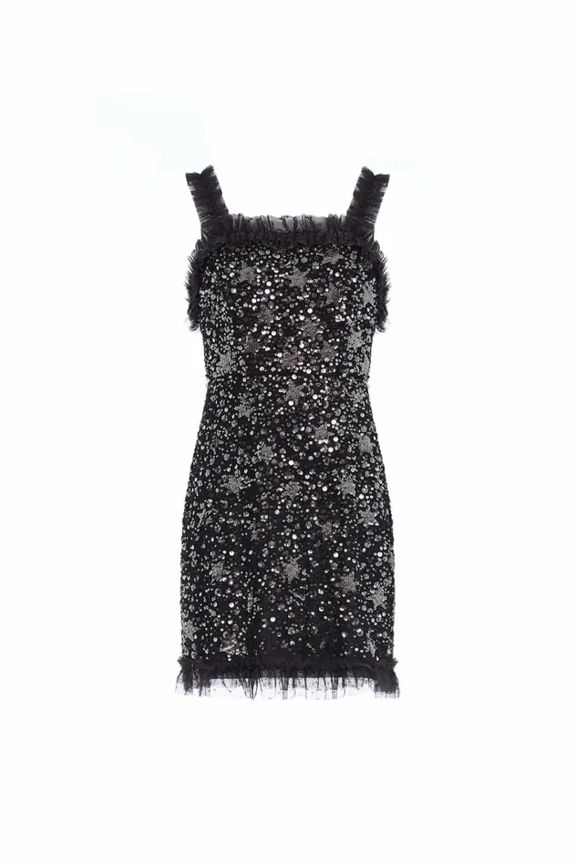 Shooting Stars Cami Micro Mini Dress Black Women Needle and Thread Dresses