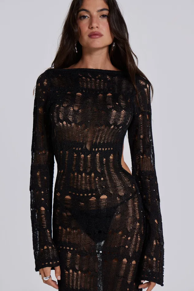 Shop Black Metallic Umbra Maxi Dress Women Dresses Jaded London