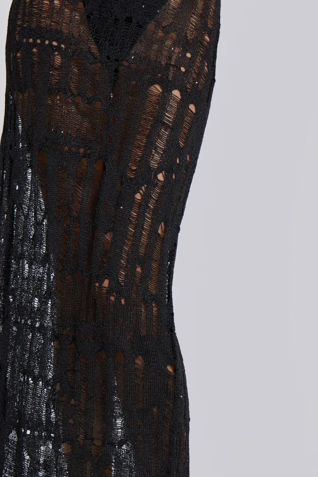 Shop Black Metallic Umbra Maxi Dress Women Dresses Jaded London