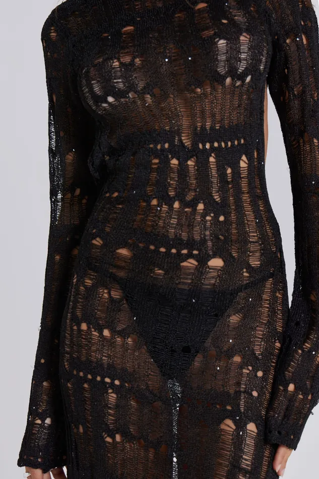 Shop Black Metallic Umbra Maxi Dress Women Dresses Jaded London