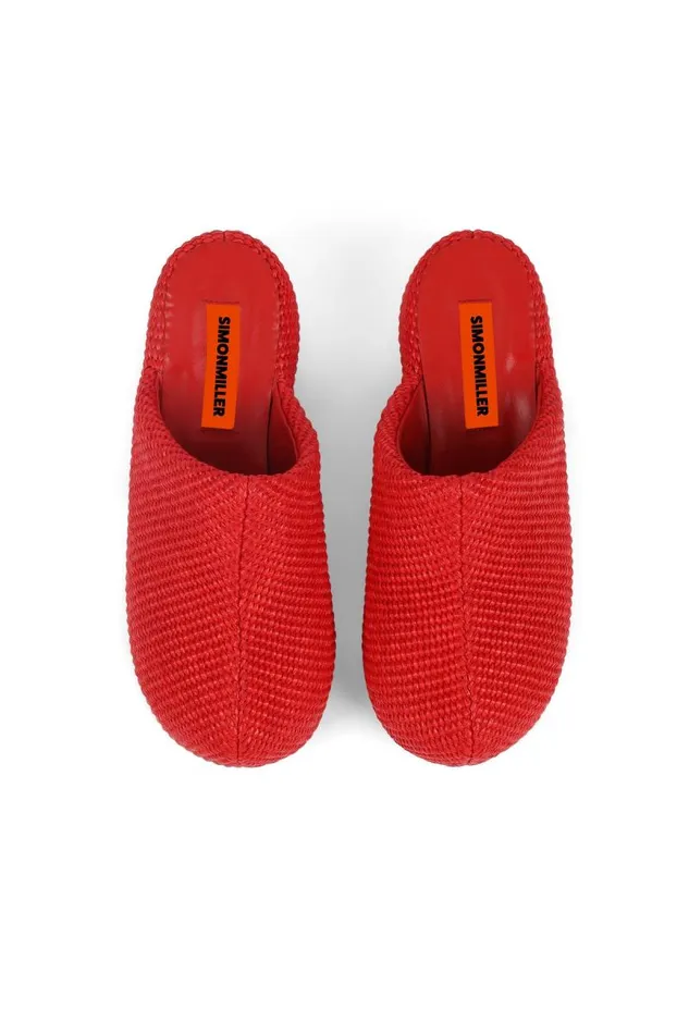 Shop Simon Miller BUBBLE CLOGS Bubble Clog Spicy Red Raffia
