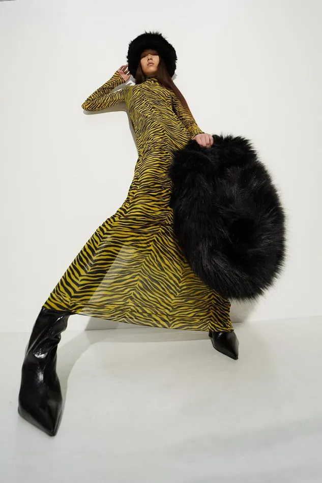 Shop Simon Miller DRESSES Mesh Zesty Dress Zebra Stripe
