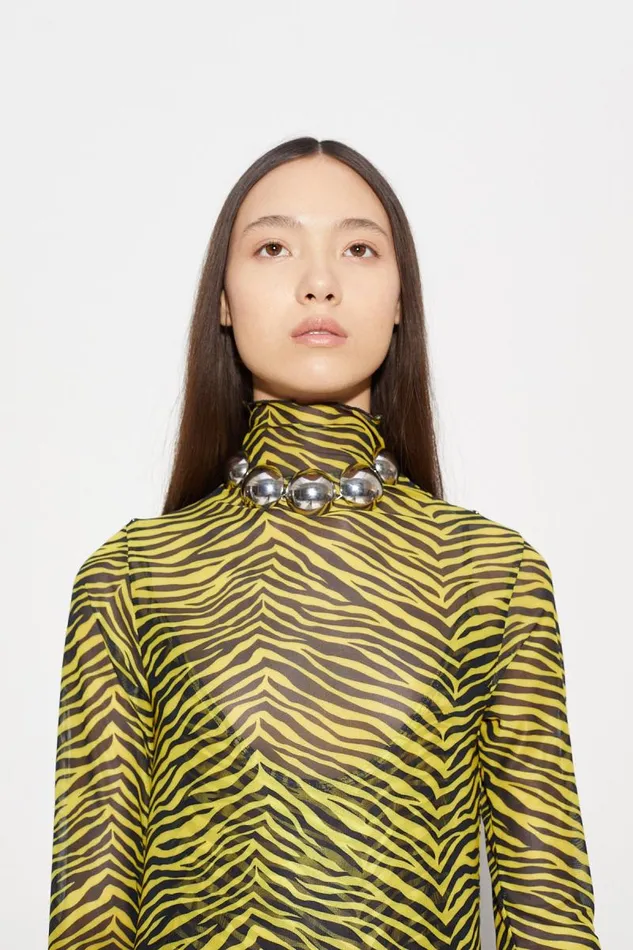 Shop Simon Miller DRESSES Mesh Zesty Dress Zebra Stripe