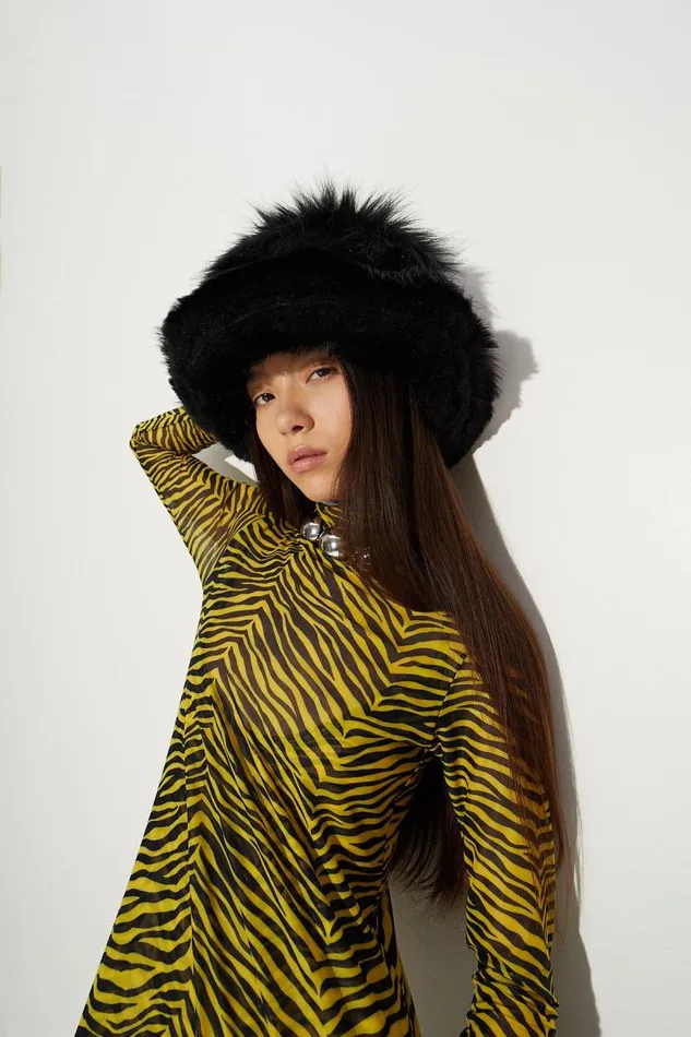 Shop Simon Miller DRESSES Mesh Zesty Dress Zebra Stripe