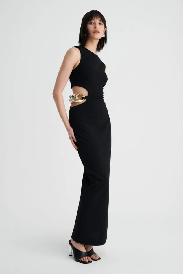Shop SUBOO Dresses Stella Chain Column Dress 8211 Black