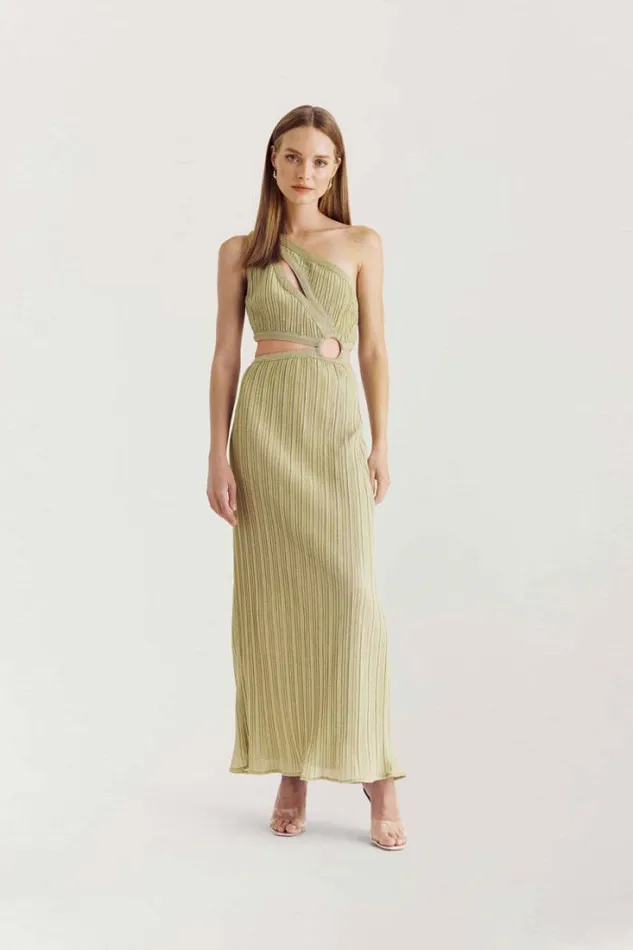 Shop SUBOO Dresses Stevie One Shoulder Cutout Maxi Dress 8211 Gold