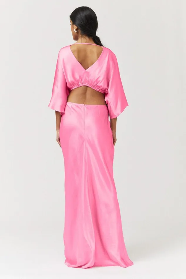 Shop SUBOO Dresses Tate Rouched Cross Over Midi Dress 8211 Candy Pink