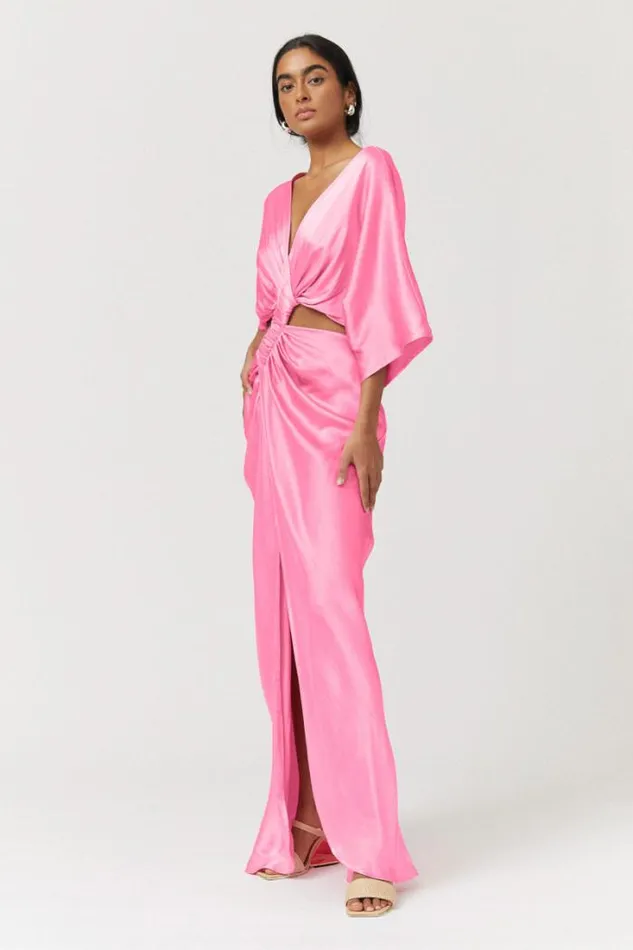 Shop SUBOO Dresses Tate Rouched Cross Over Midi Dress 8211 Candy Pink