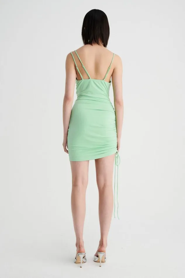 Shop SUBOO Dresses Theta Cowl Rouched Mini Dress 8211 Apple