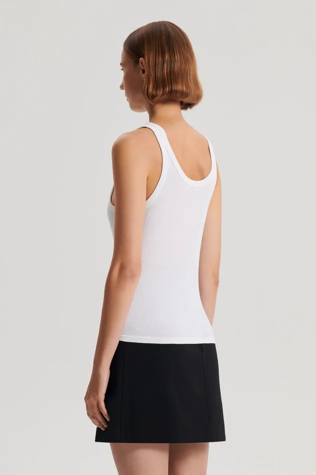 SILK COTTON SINGLET WHITE Women Tops Scanlan Theodore SILK COTTON SINGLET WHITE Women Tops Scanlan Theodore