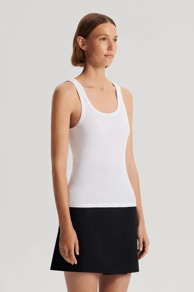 SILK COTTON SINGLET WHITE Women Tops Scanlan Theodore SILK COTTON SINGLET WHITE Women Tops Scanlan Theodore