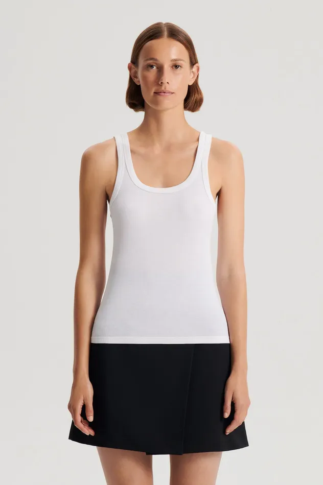 SILK COTTON SINGLET WHITE Women Tops Scanlan Theodore SILK COTTON SINGLET WHITE Women Tops Scanlan Theodore