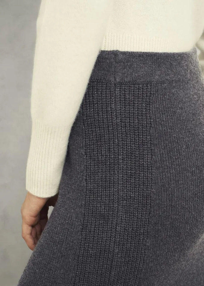 Skirts Women HOBBS Gaskell CoOrd Wool Cotton Skirt Dark Grey Marl