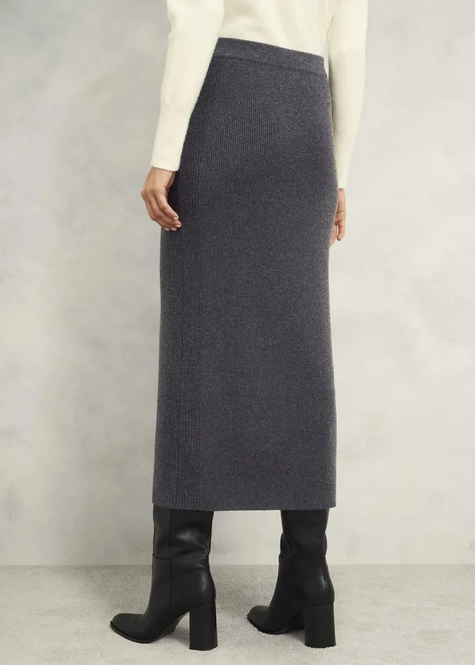 Skirts Women HOBBS Gaskell CoOrd Wool Cotton Skirt Dark Grey Marl