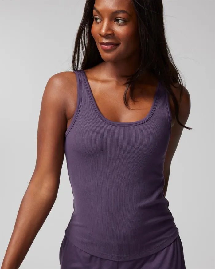 Soma Cool Nights Days Ribbed Tank Nightshade Women Pajama Tops