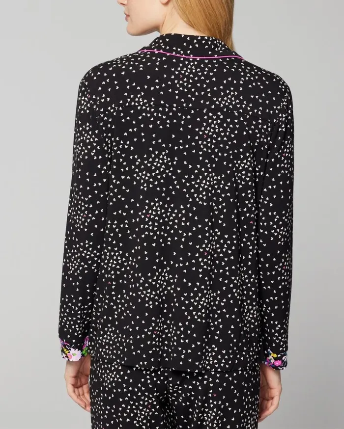Soma Cool Nights LongSleeve Notch Collar Top Heartbreaker Black Women Matching Sets and Separates